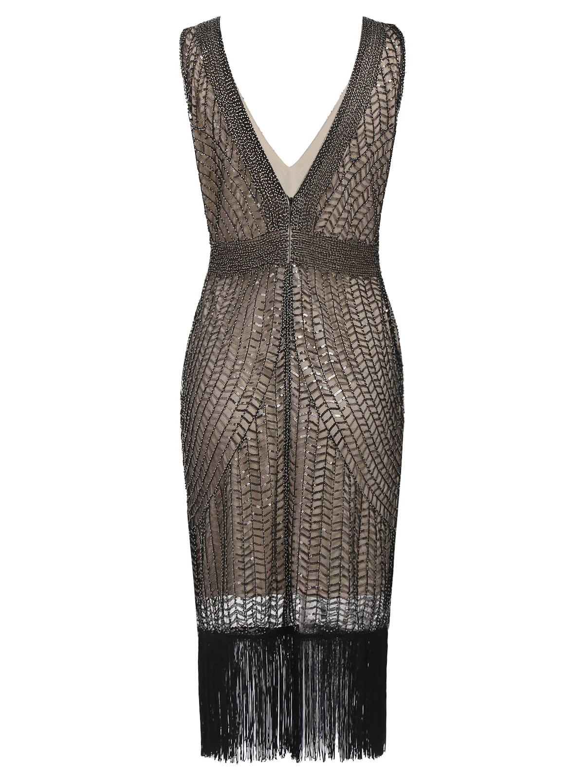 1920ER APRIKOSE PAILLETTEN FRINGE FLAPPER KLEID - Image 3