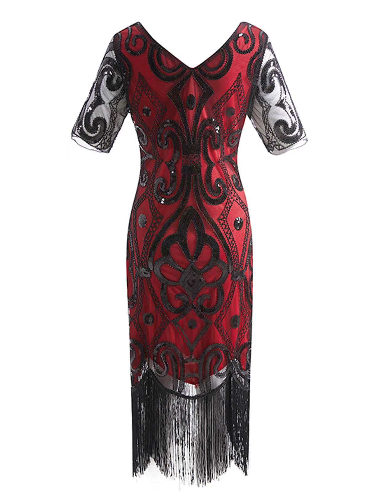 1920ER BLUMEN PAILLETTEN FRANSEN GATSBY KLEID - Image 3
