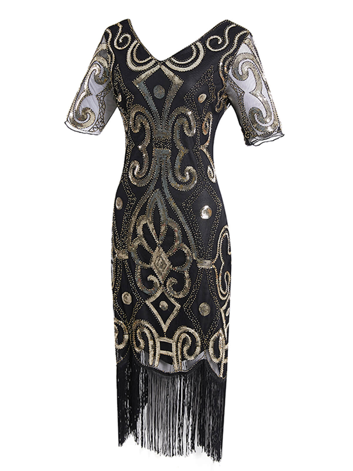1920ER BLUMEN PAILLETTEN FRANSEN GATSBY KLEID - Image 7