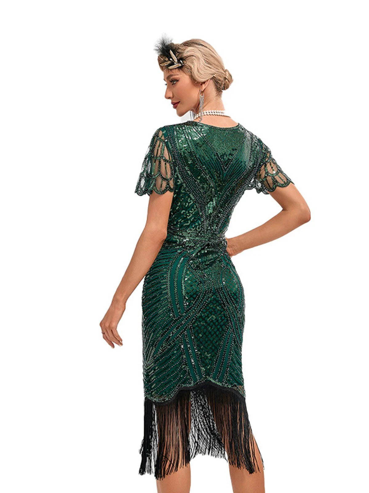 1920er Flügelärmel Quaste Pailletten Kleid - Image 2