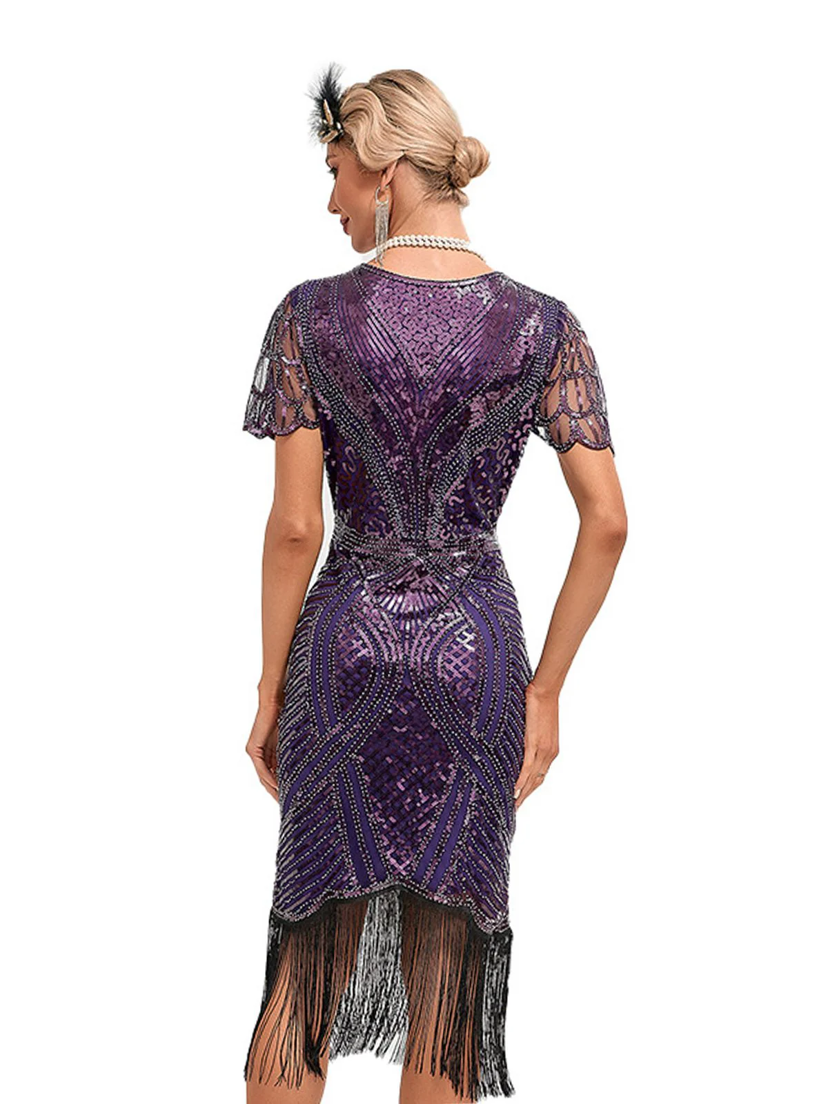 1920er Flügelärmel Quaste Pailletten Kleid - Image 4