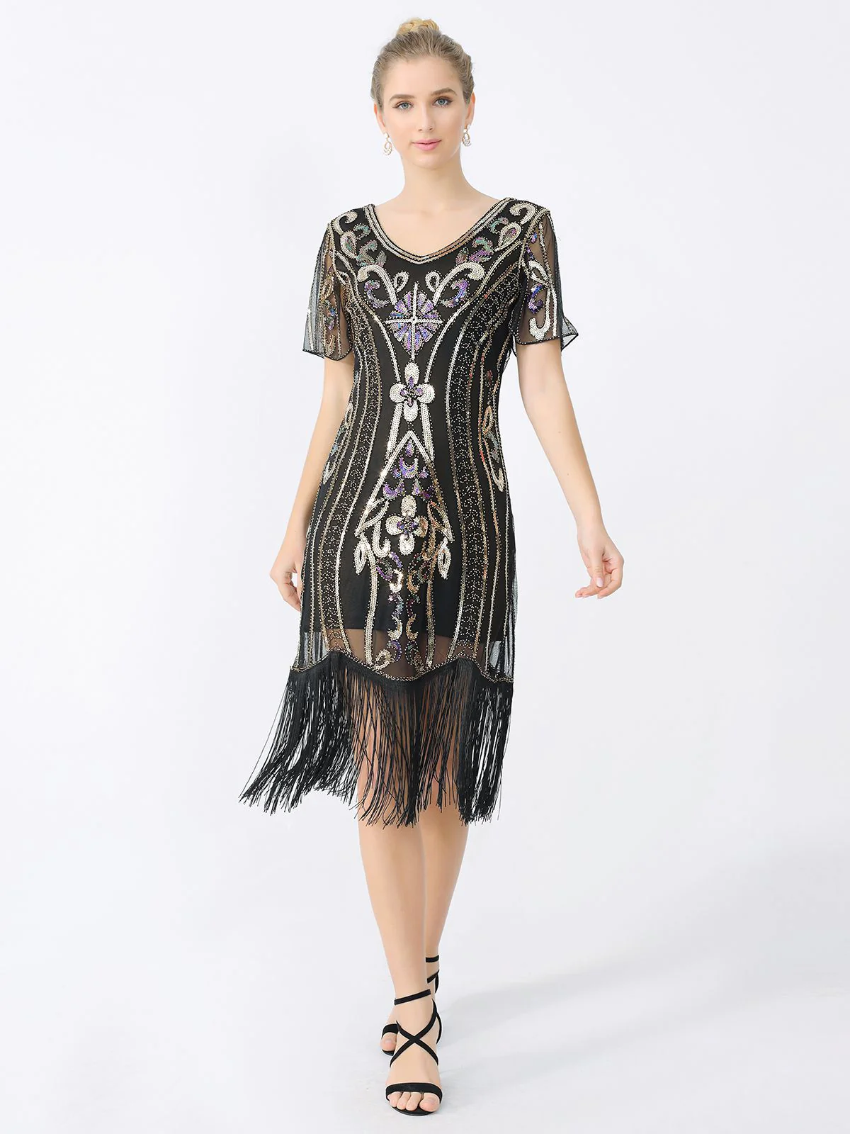 1920er Fransen Pailletten Flapper Kleid - Image 3