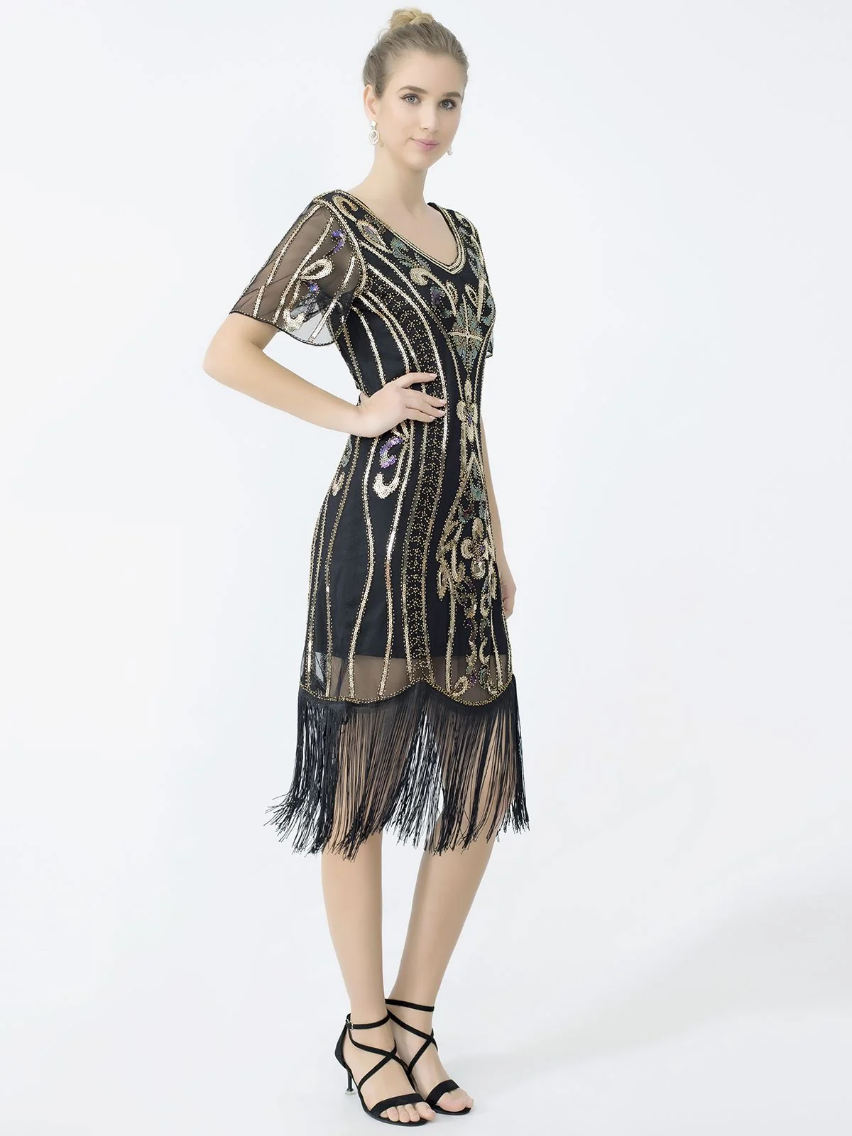 1920er Fransen Pailletten Flapper Kleid - Image 4