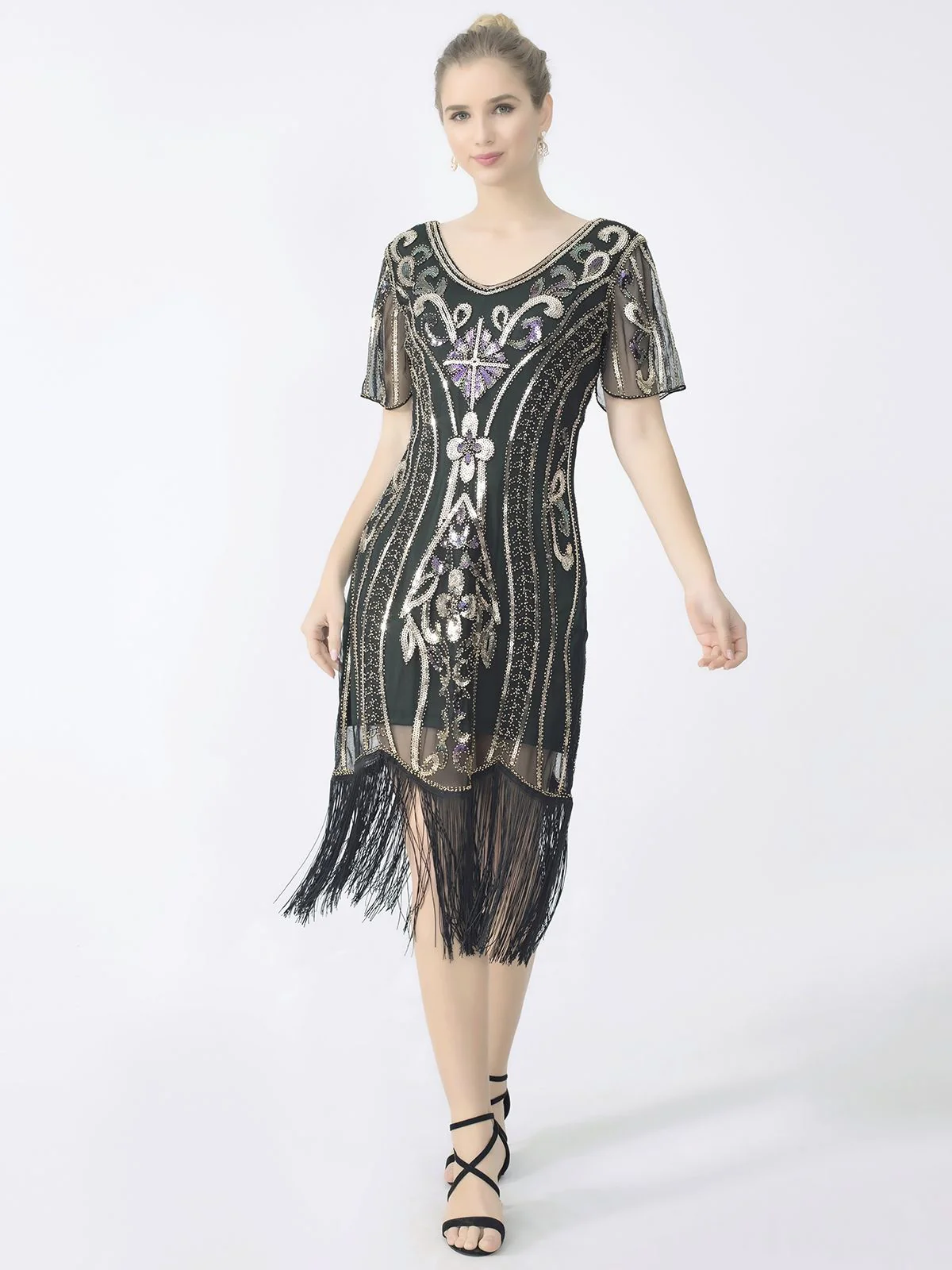 1920er Fransen Pailletten Flapper Kleid - Image 5