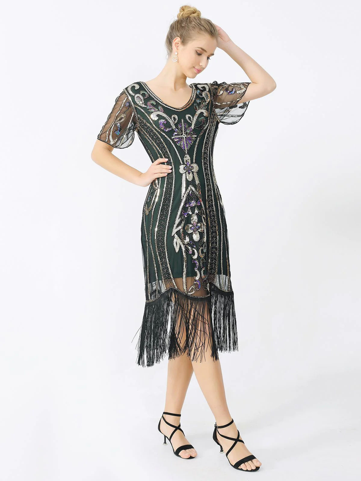 1920er Fransen Pailletten Flapper Kleid - Image 6