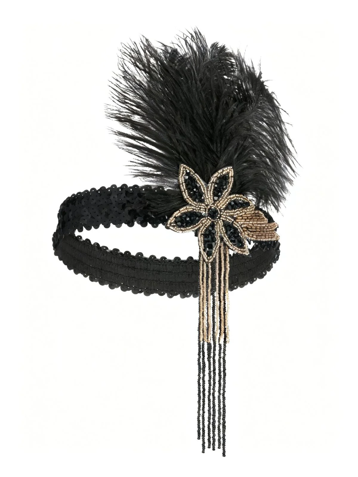 1920er Gatsby Feder Pailletten Perlen Kopfschmuck - Image 2
