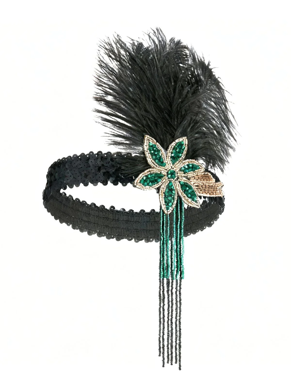 1920er Gatsby Feder Pailletten Perlen Kopfschmuck - Image 4