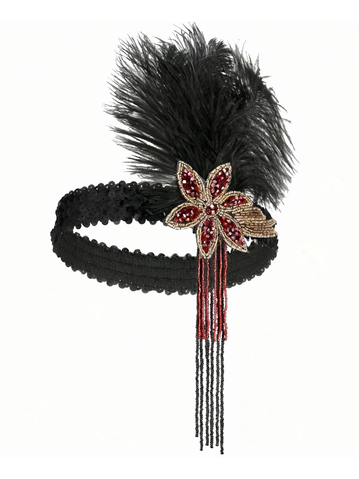 1920er Gatsby Feder Pailletten Perlen Kopfschmuck - Image 5
