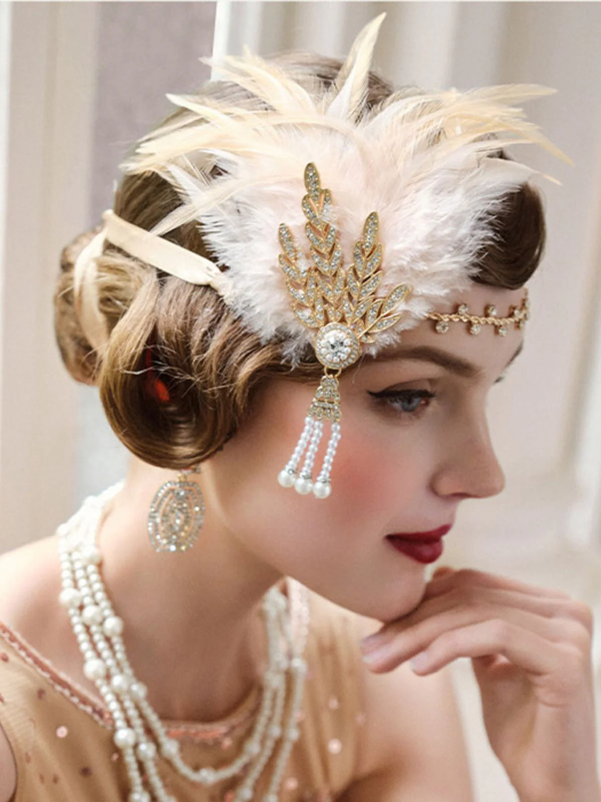 1920er Gatsby Feder Strassstein Ball Stirnband - Image 2