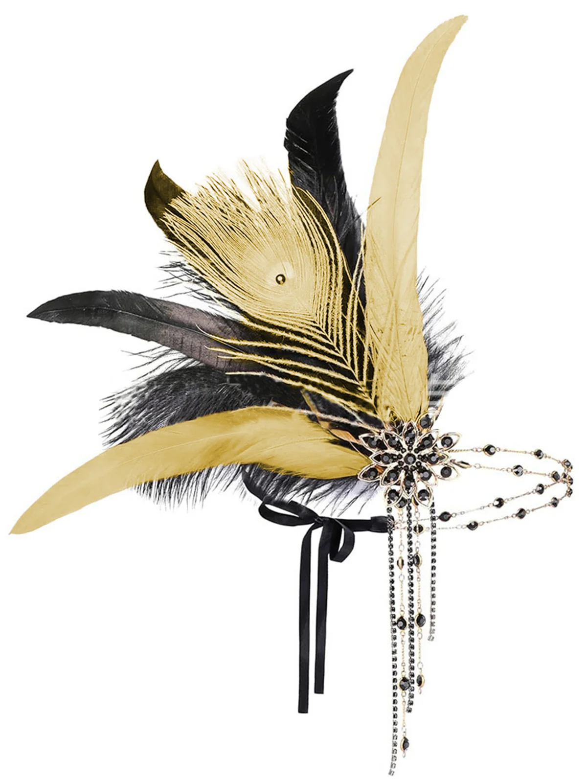 1920er Gatsby Pfau Feder Flapper Perlen Stirnband - Image 2