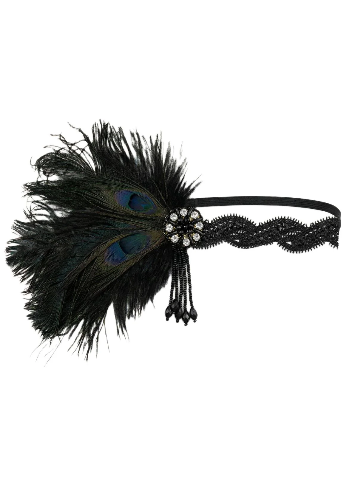 1920er Gatsby Pfau Feder Flapper Quaste Stirnband - Image 2