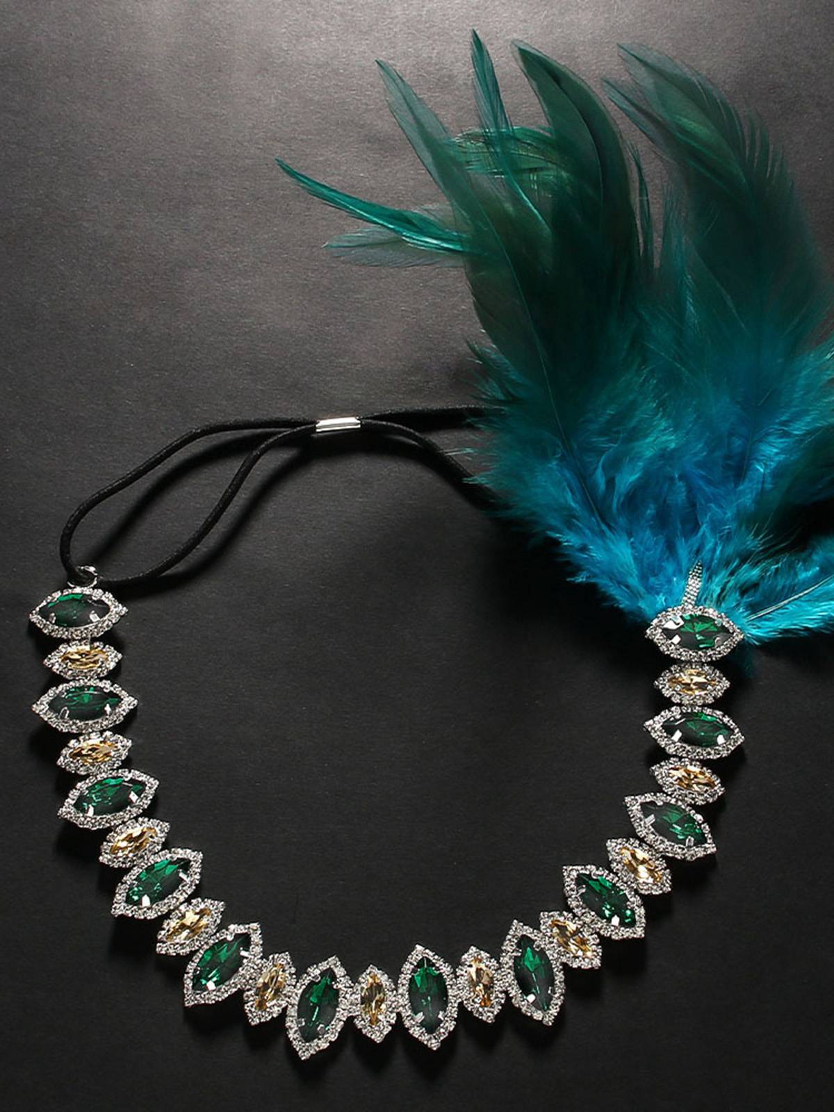 1920er Gatsby Pfau Feder Strassstein Stirnband - Image 3
