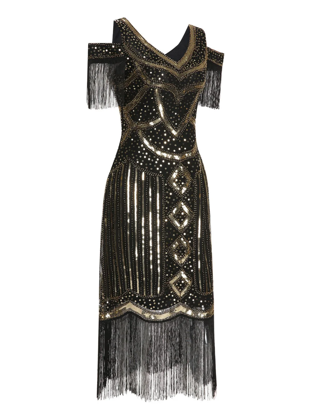 1920er Paillette Perlen Quasten Gatsby Kleid - Image 2