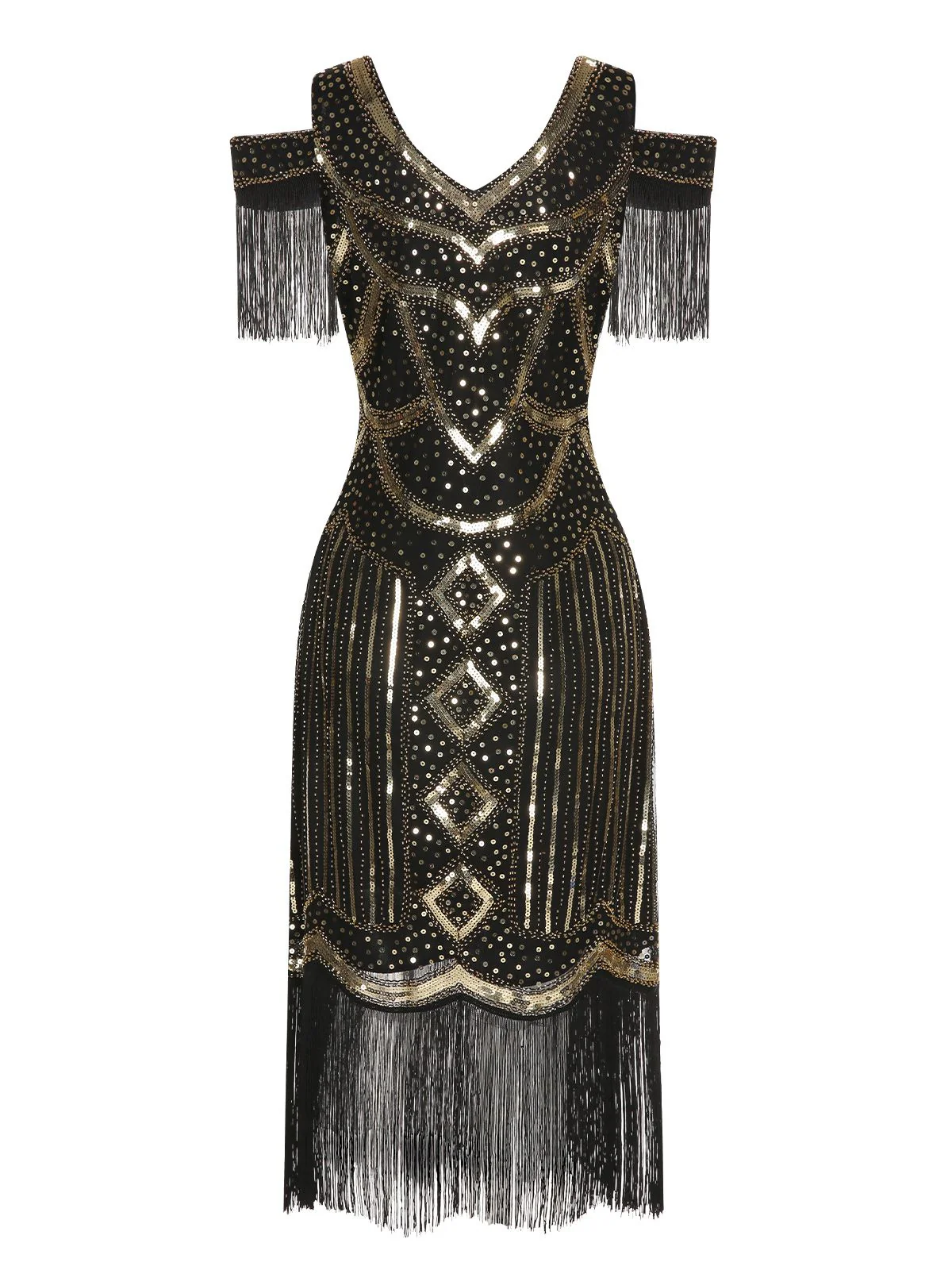 1920er Paillette Perlen Quasten Gatsby Kleid - Image 3