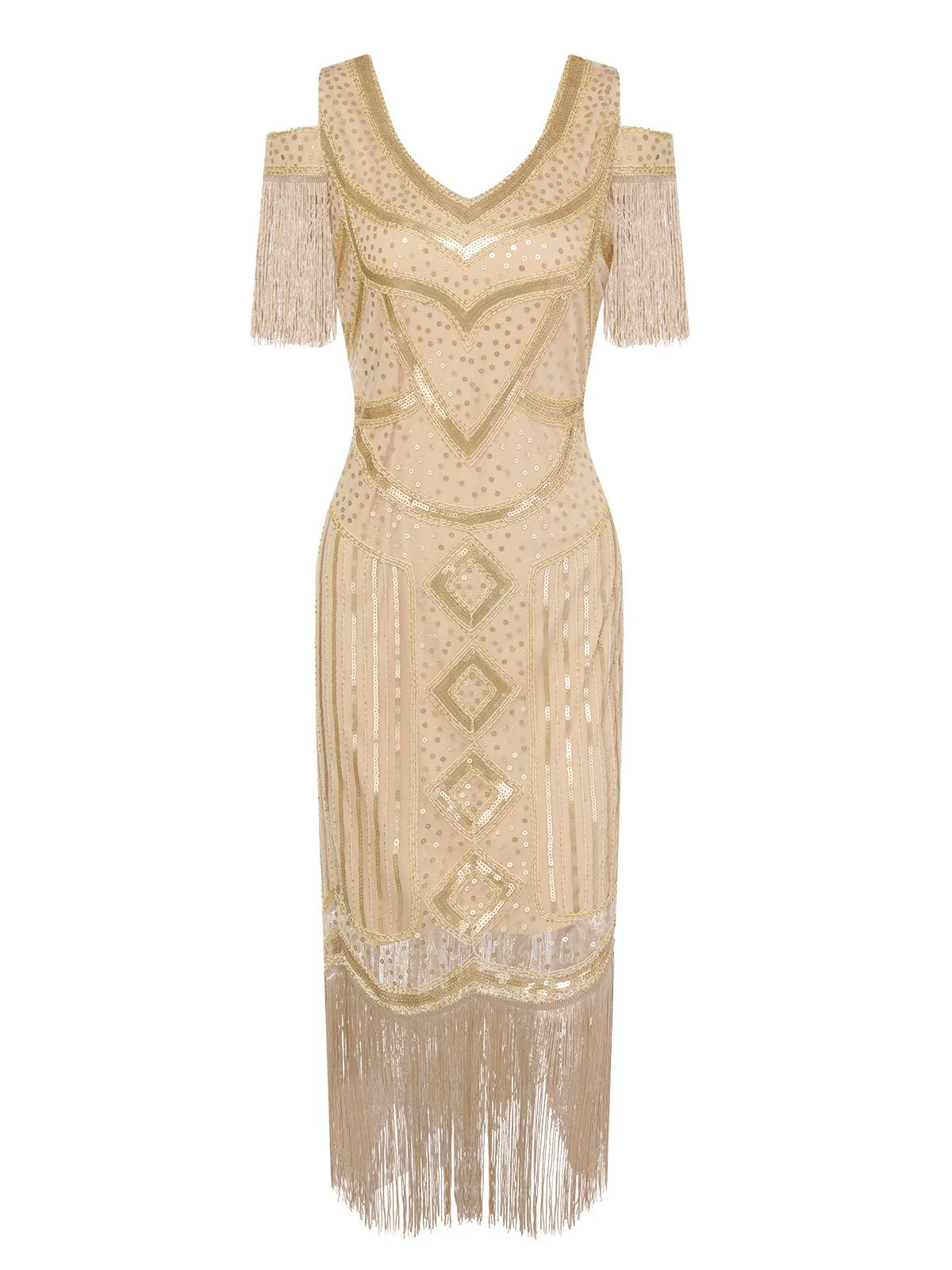1920er Paillette Perlen Quasten Gatsby Kleid - Image 5