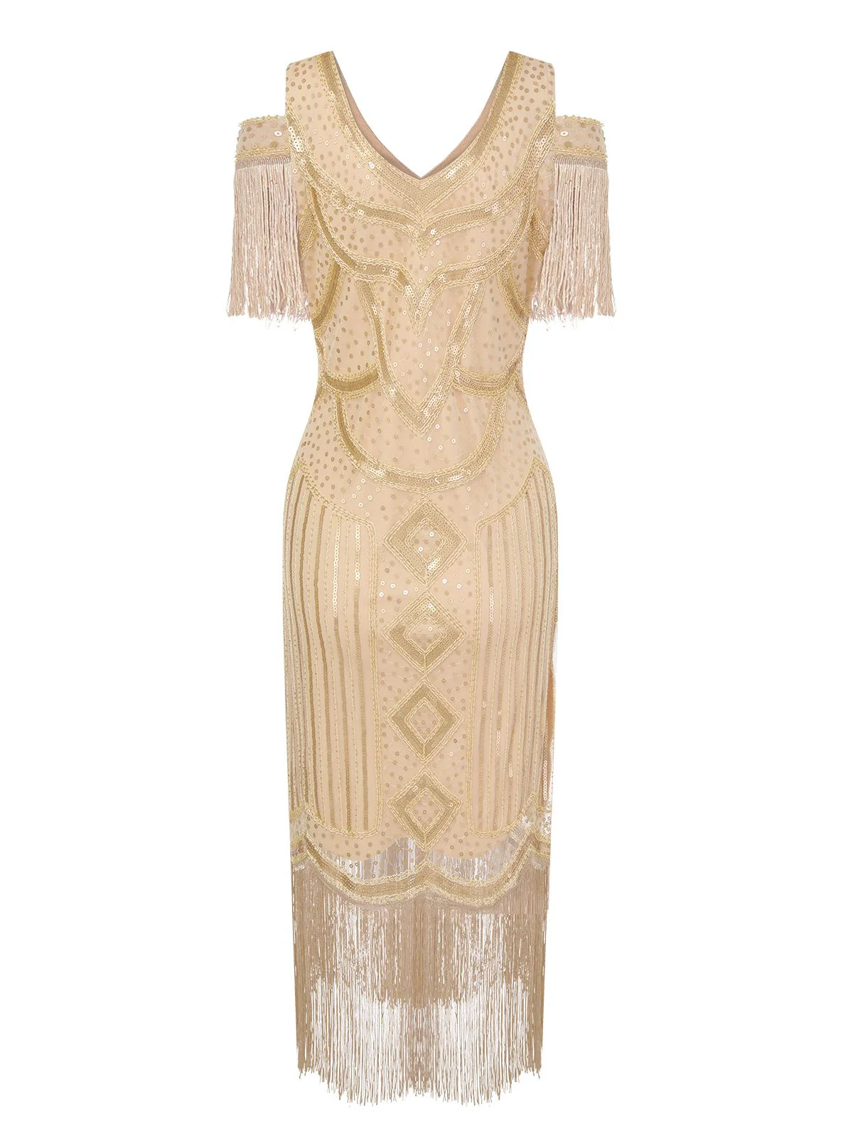 1920er Paillette Perlen Quasten Gatsby Kleid - Image 6