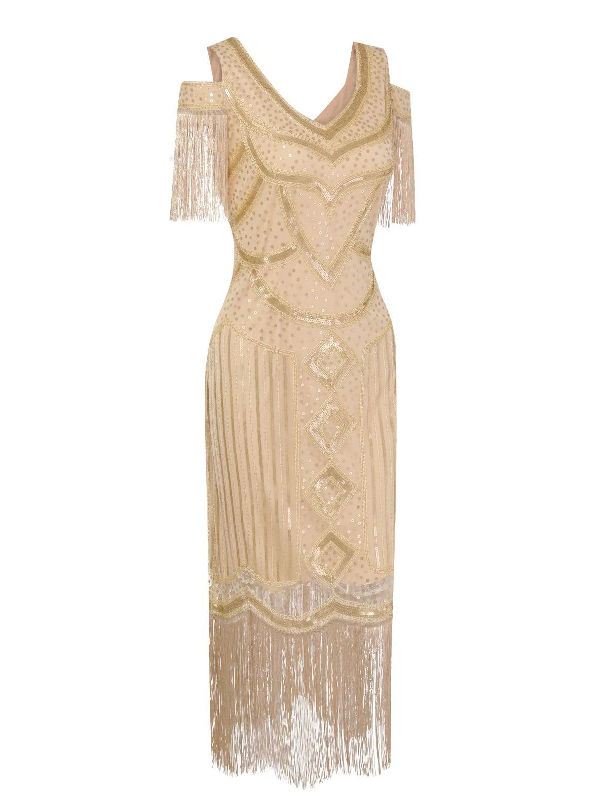 1920er Paillette Perlen Quasten Gatsby Kleid - Image 7