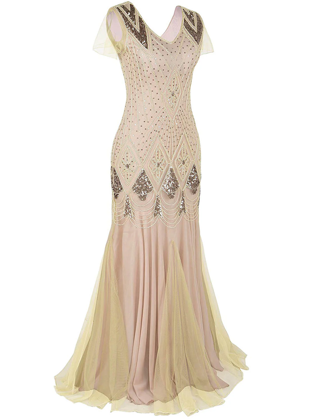 1920ER PAILLETTEN PERLEN VINTAGE ABENDKLEID - Image 2