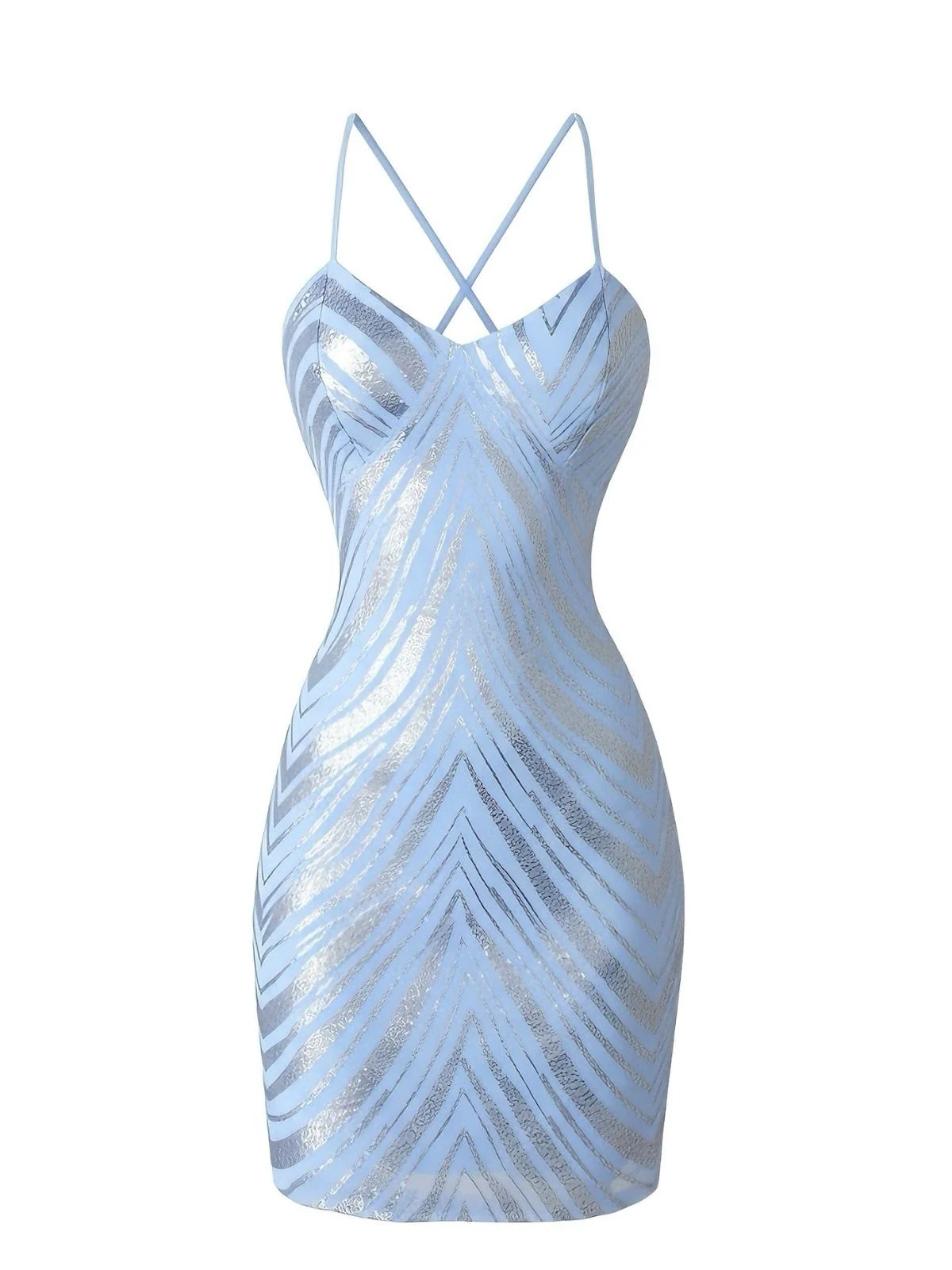 1920er Pailletten Zickzack Rückenfrei Party Kleid - Image 3