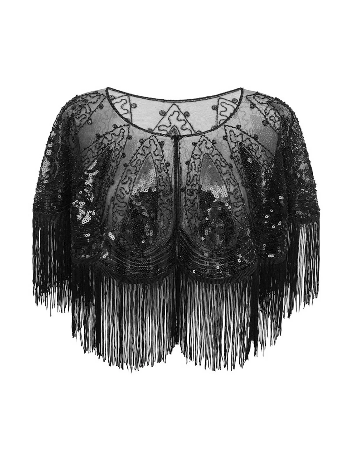 1920er Rundhals Pailletten Quaste Cape - Image 3
