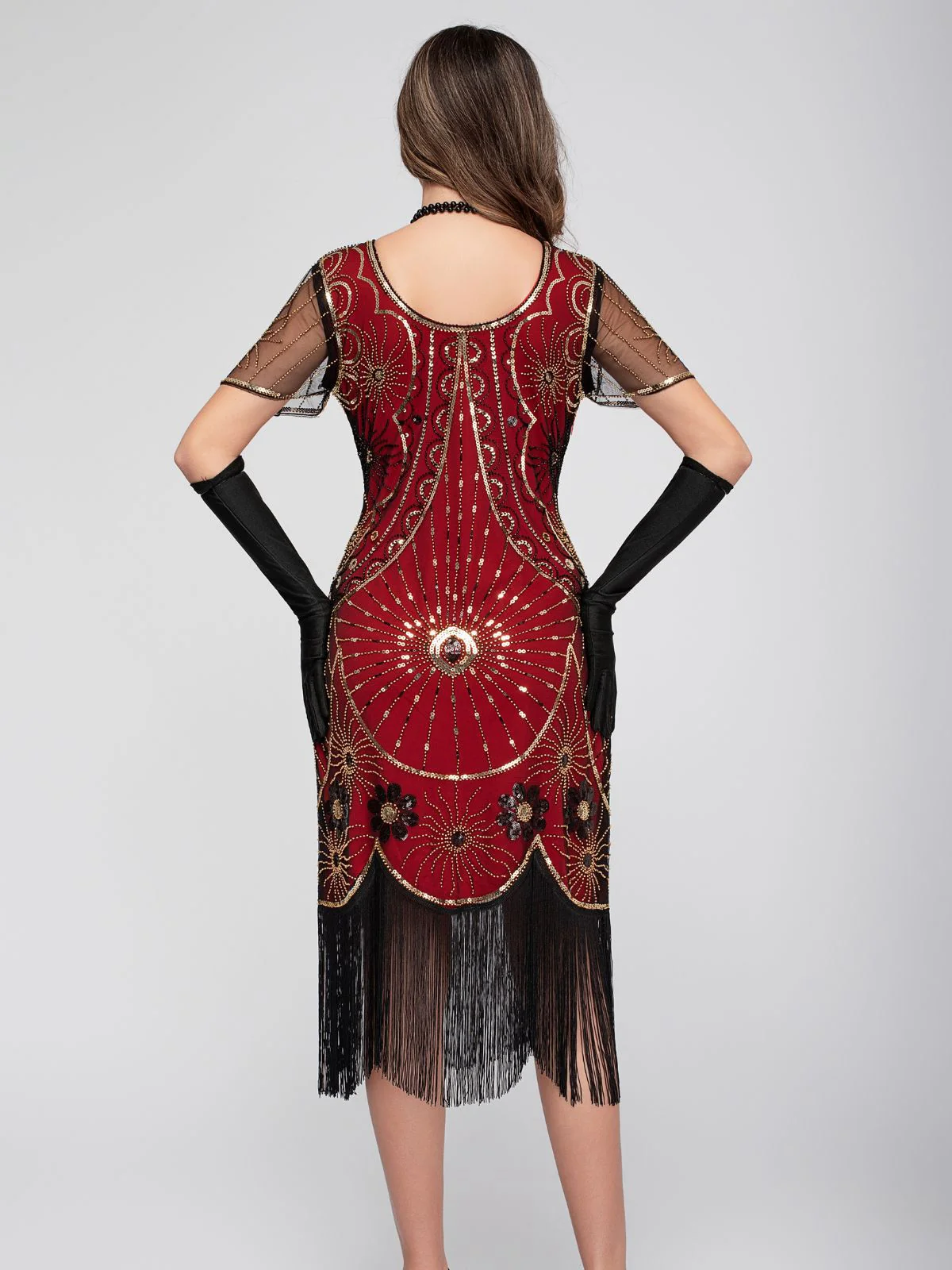 1920er Rundhalsausschnitt Paillette Franse Klappe Kleid - Image 13