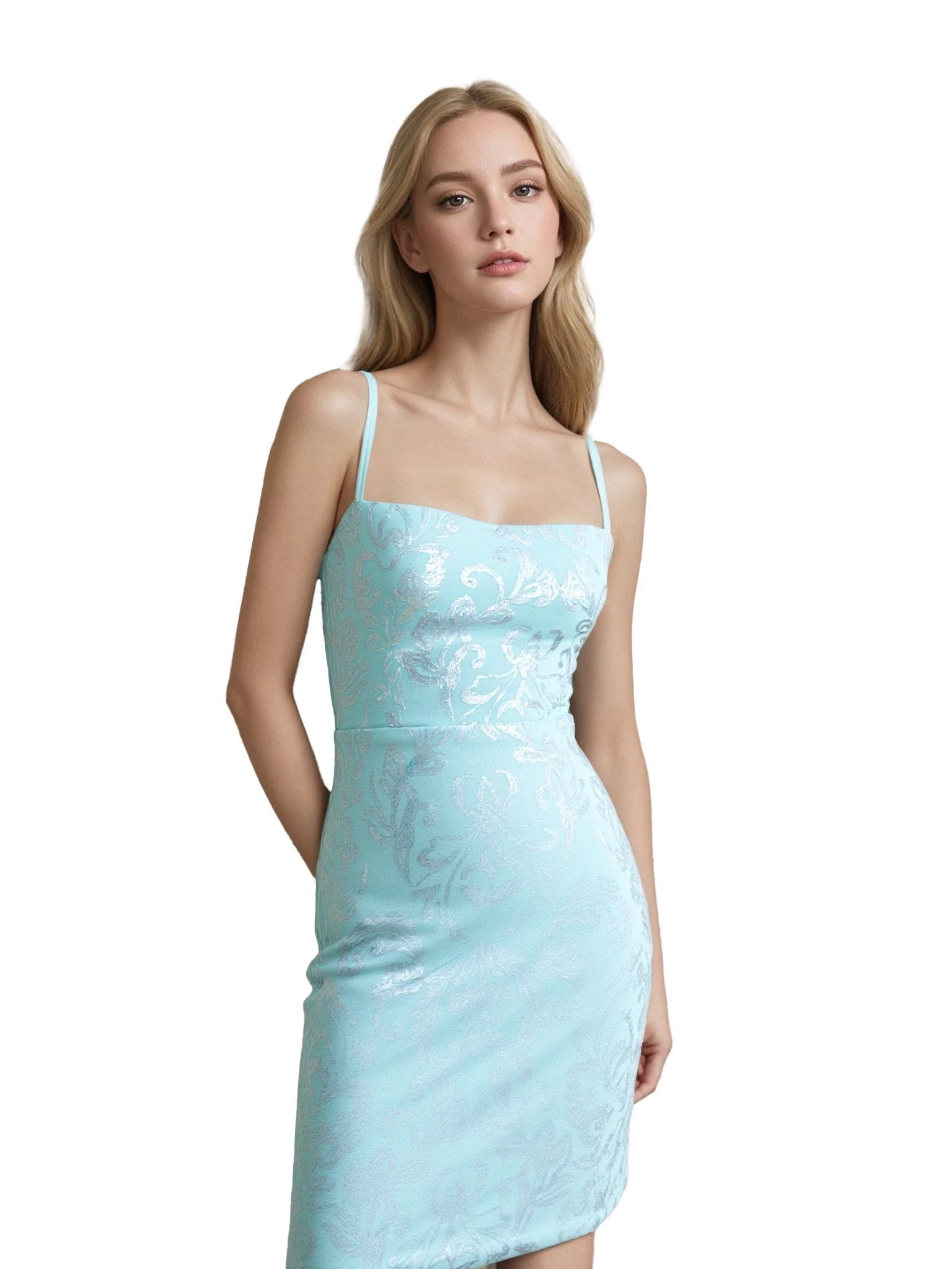 1920er Solide Pailletten Spaghetti Träger Rückenfrei Kleid - Image 7