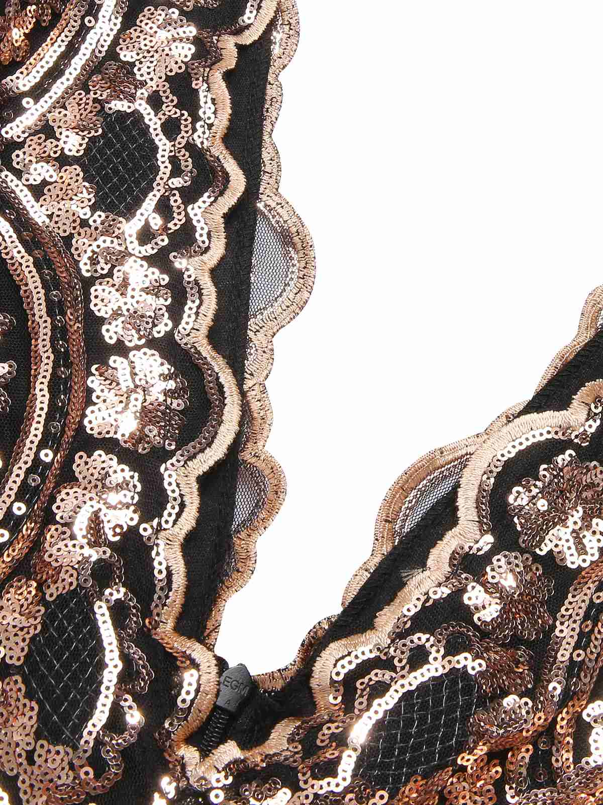 1920er Tiefer V-Ausschnitt Masche Pailletten Maxi Kleid - Image 9