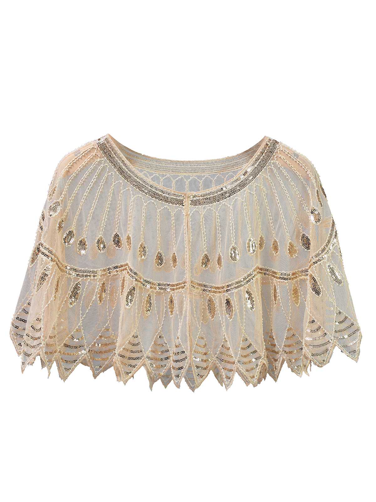 1920er Vintage Pailletten Perlenstickerei Netz Cape - Image 4