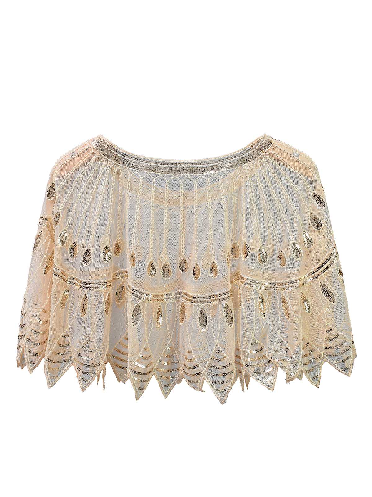 1920er Vintage Pailletten Perlenstickerei Netz Cape - Image 5