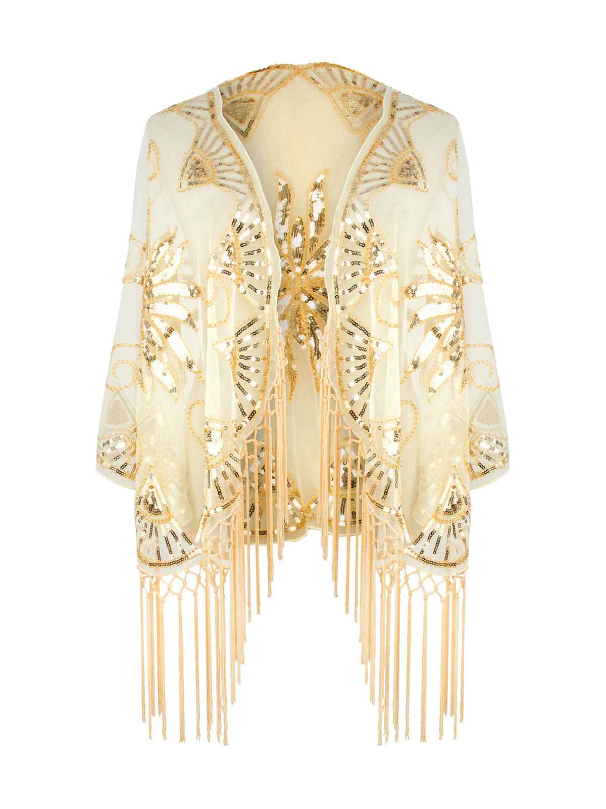 1920er Vintage Quasten Pailletten Mesh Cape - Image 3