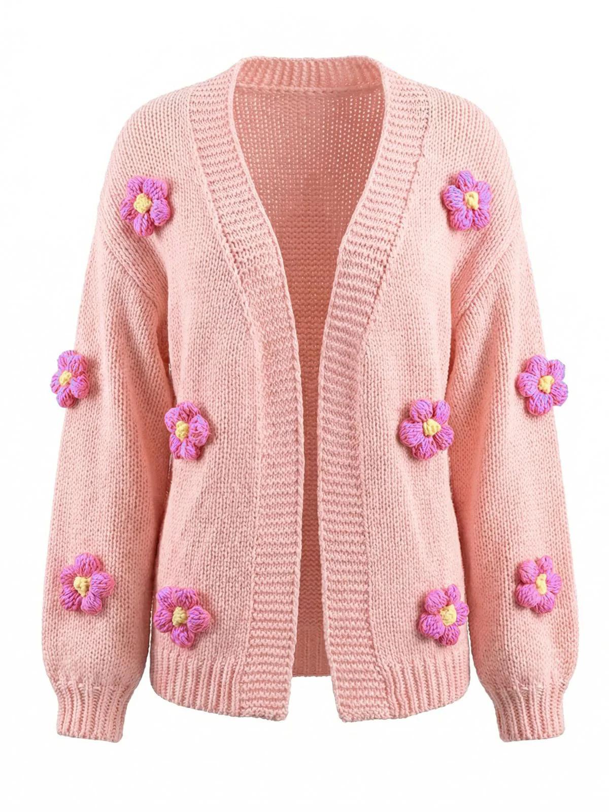 1930er 3D Gänseblümchen Langarm Strick Strickjacke - Image 3