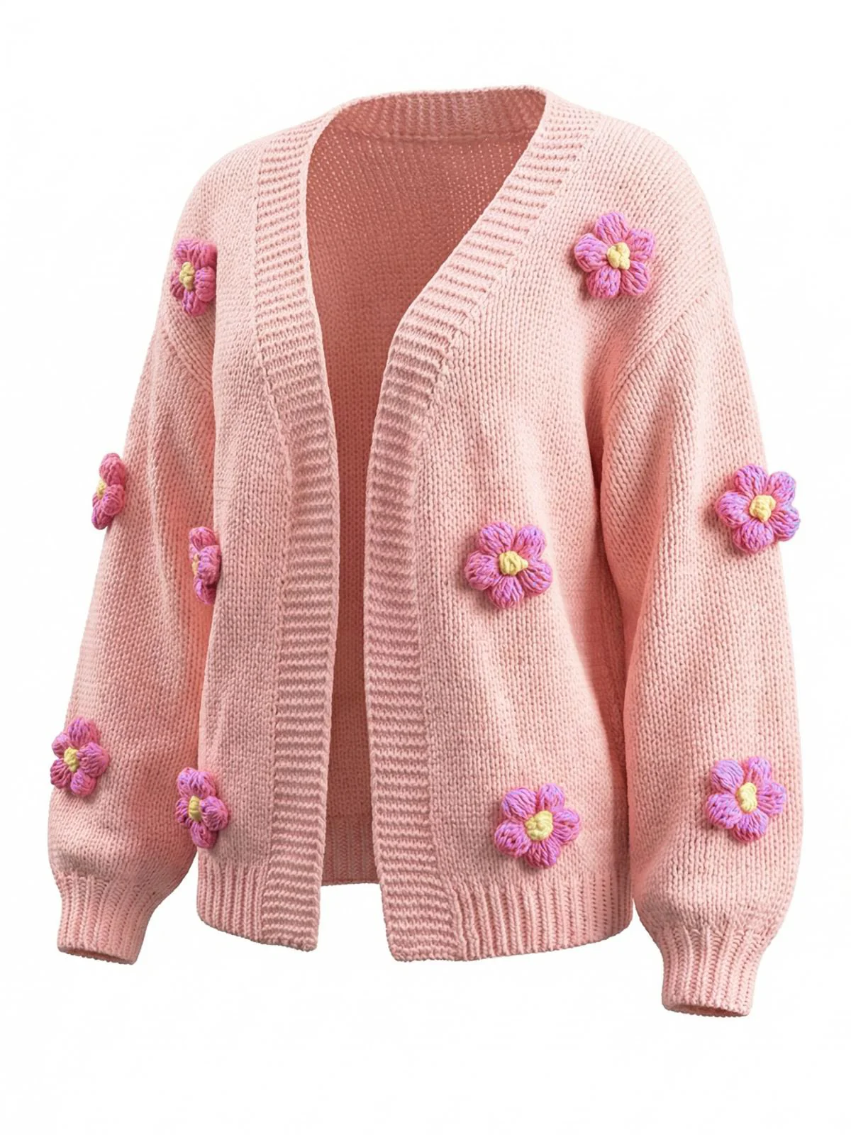 1930er 3D Gänseblümchen Langarm Strick Strickjacke - Image 6