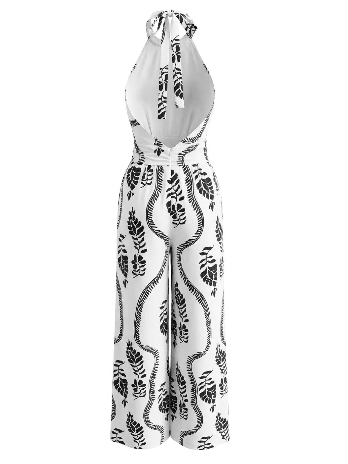 1930er Blatt Halter Tiefer V-Ausschnitt Rückenfrei Jumpsuit - Image 5