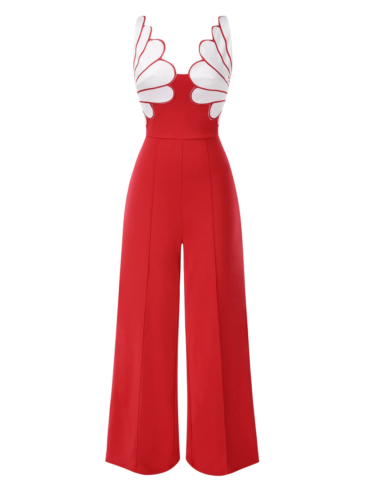 1930er Blumen Patchwork V-Ausschnitt Träger Jumpsuit - Image 4