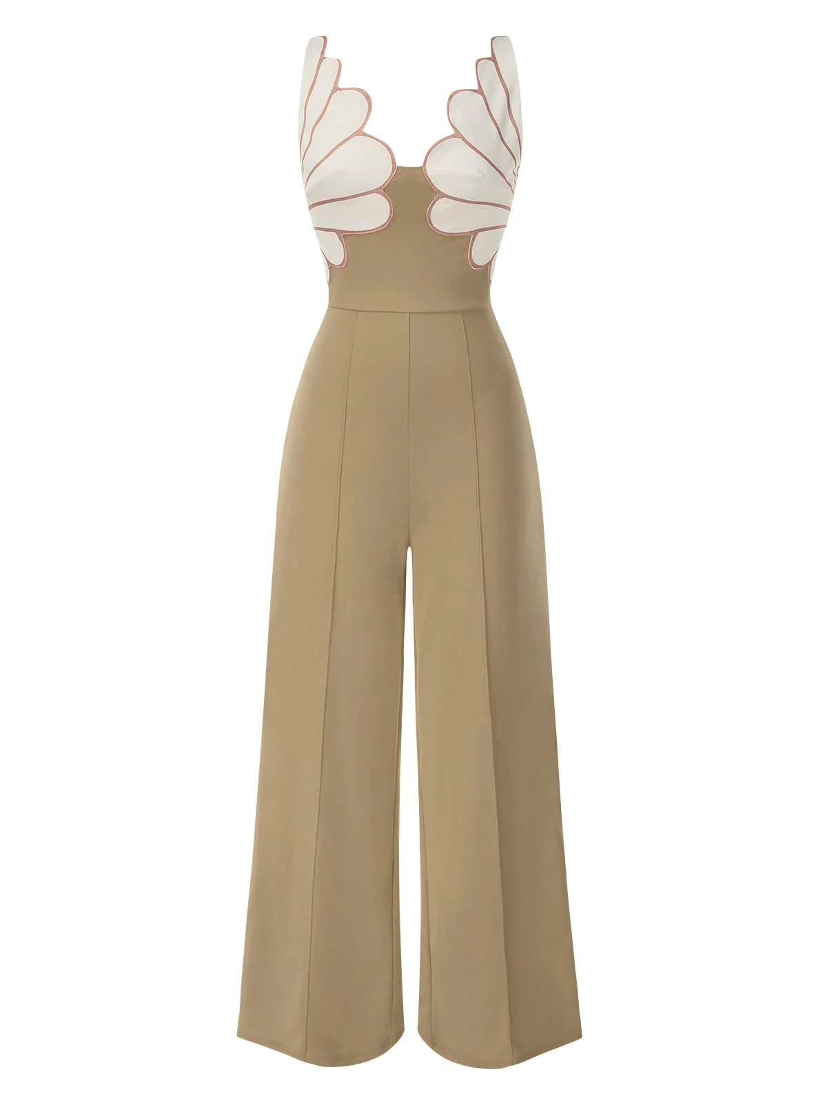 1930er Blumen Patchwork V-Ausschnitt Träger Jumpsuit - Image 7