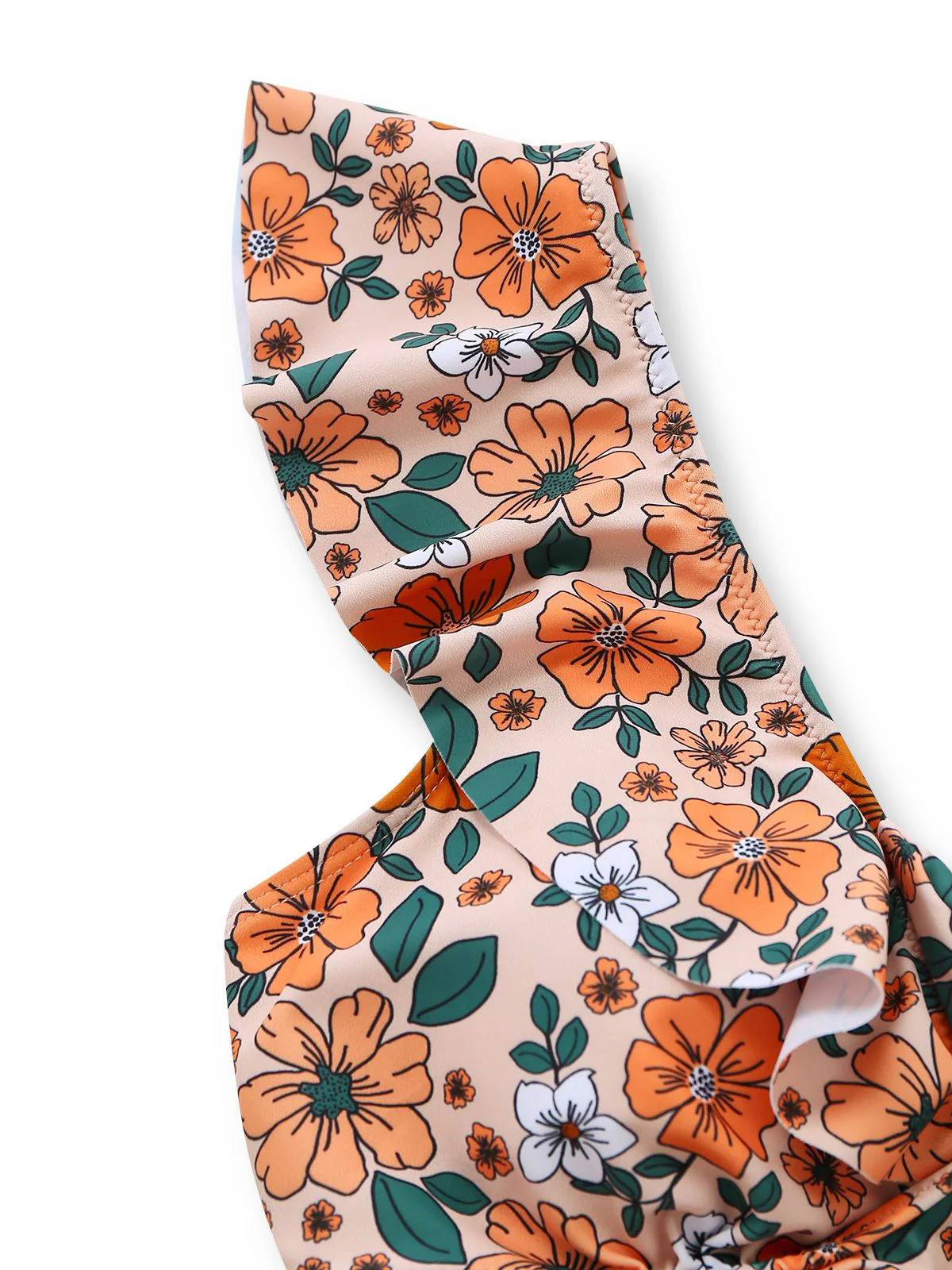 1930er Blumen Rüschen Cutout Einteiliger Badeanzug - Image 3