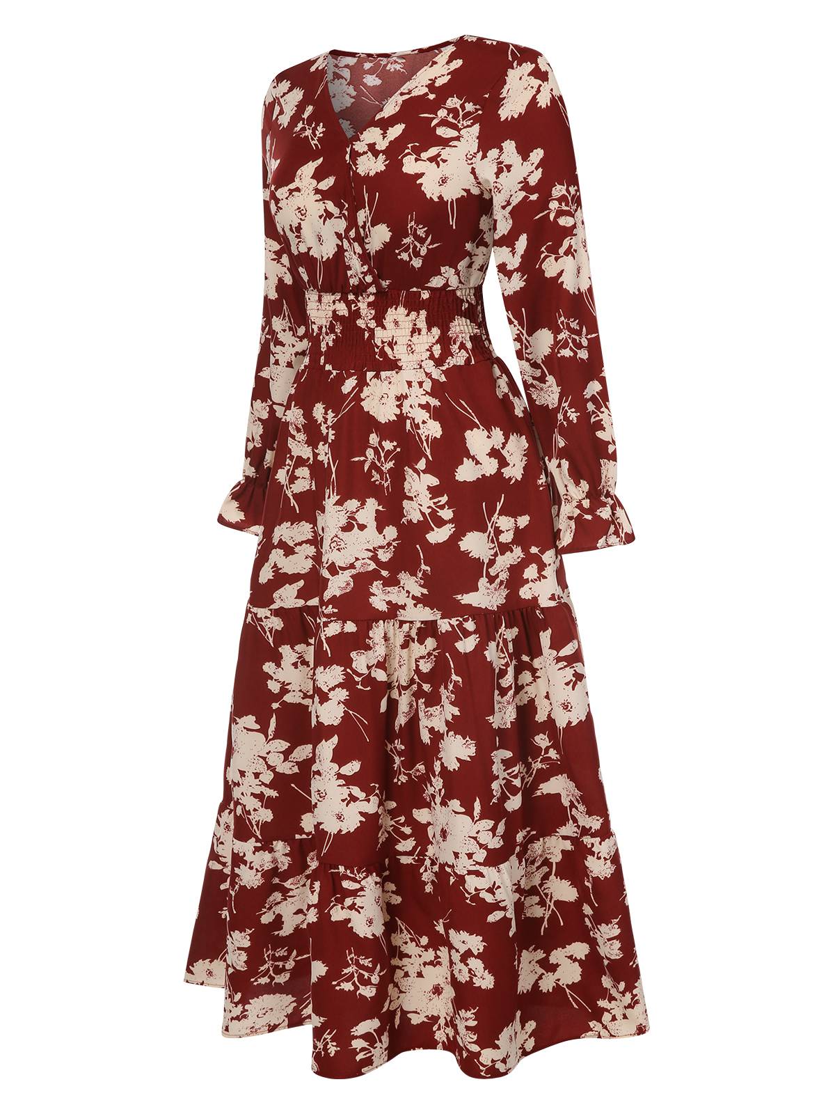 1930er Blumensilhouette V-Ausschnitt Maxi Kleid - Image 2