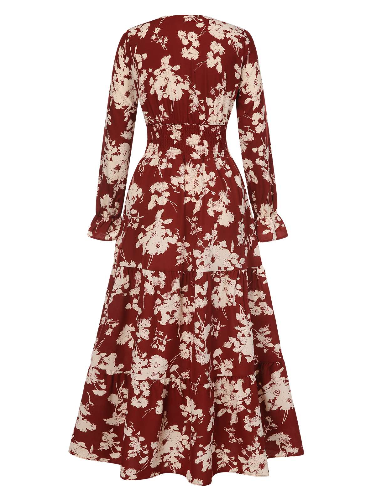 1930er Blumensilhouette V-Ausschnitt Maxi Kleid - Image 3