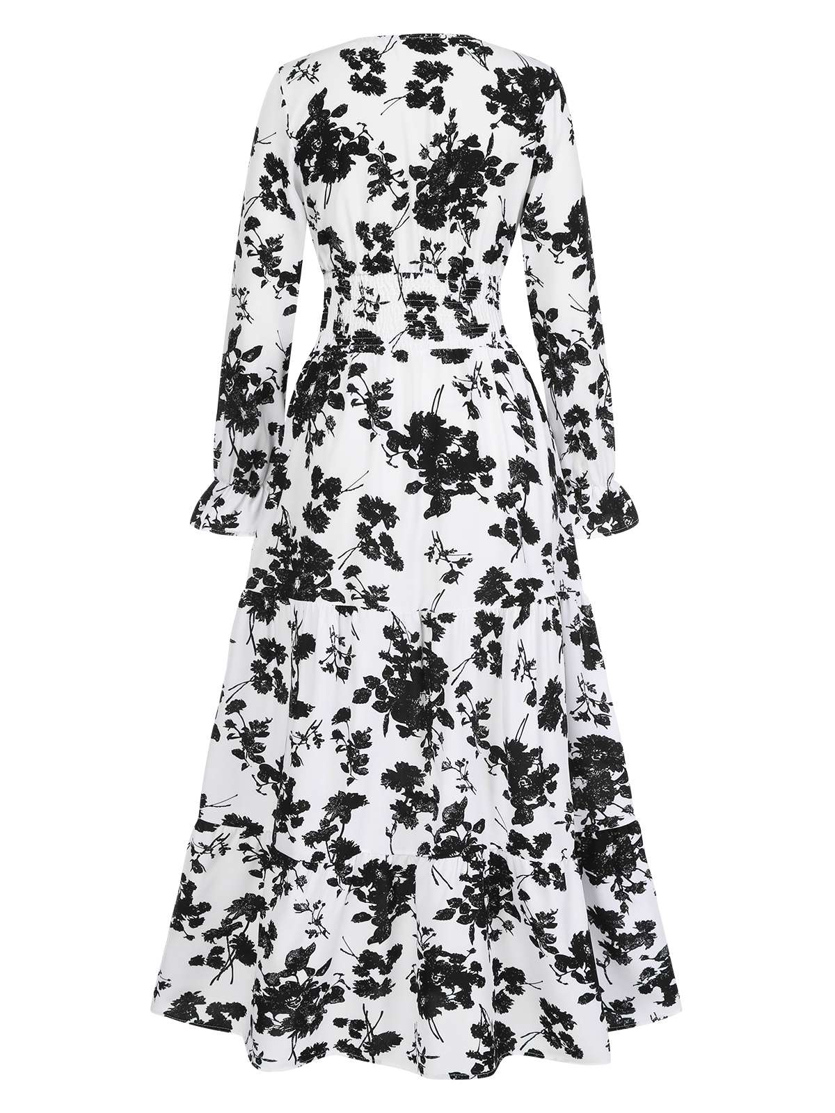 1930er Blumensilhouette V-Ausschnitt Maxi Kleid - Image 6