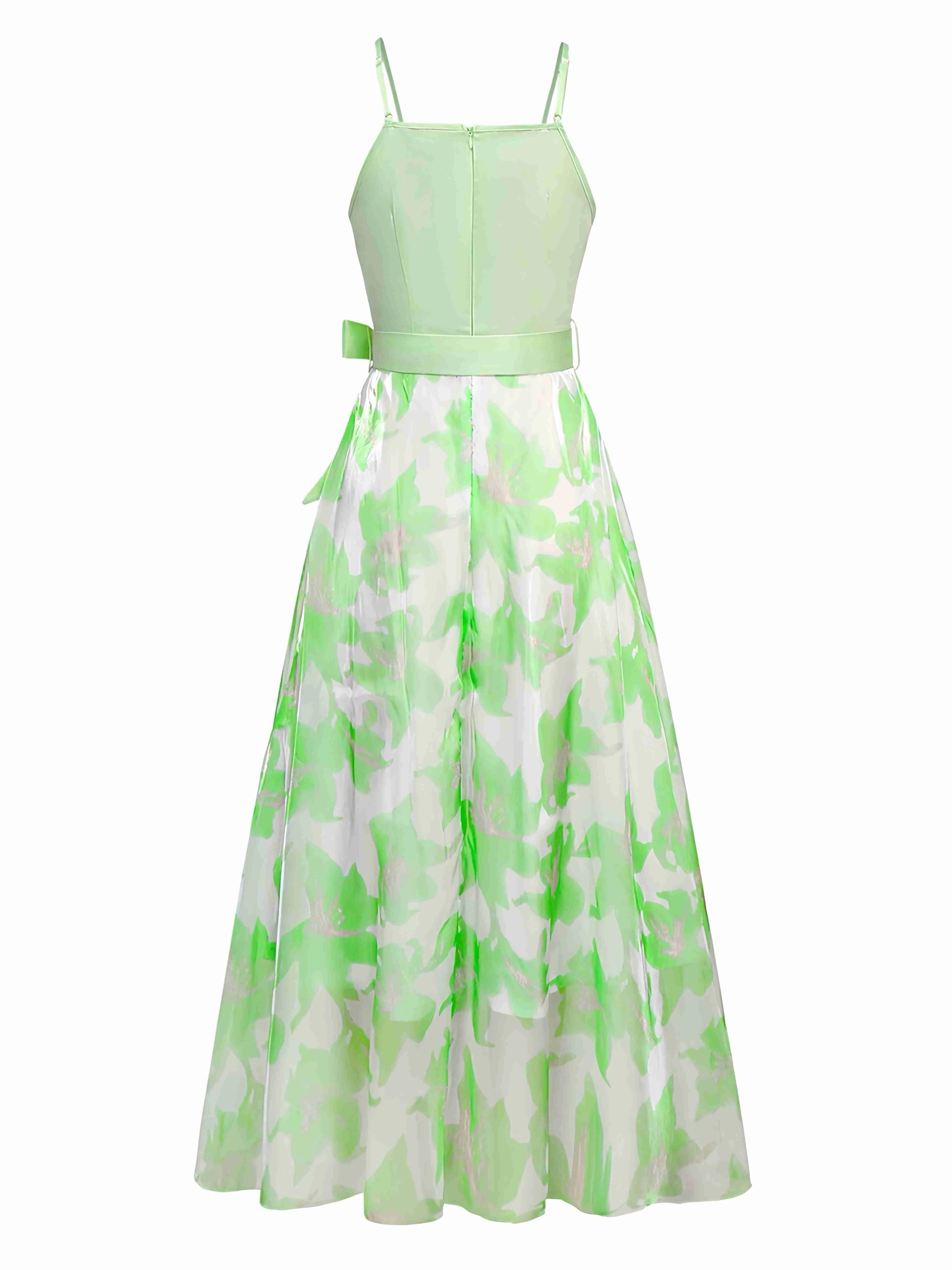 1930er Bogen Organza Blumen Spaghetti Träger Kleid - Image 2