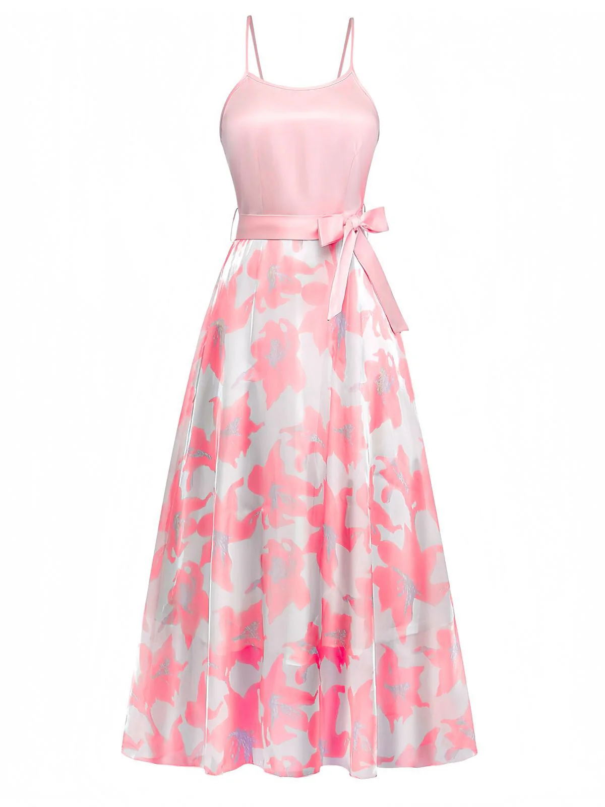 1930er Bogen Organza Blumen Spaghetti Träger Kleid - Image 6