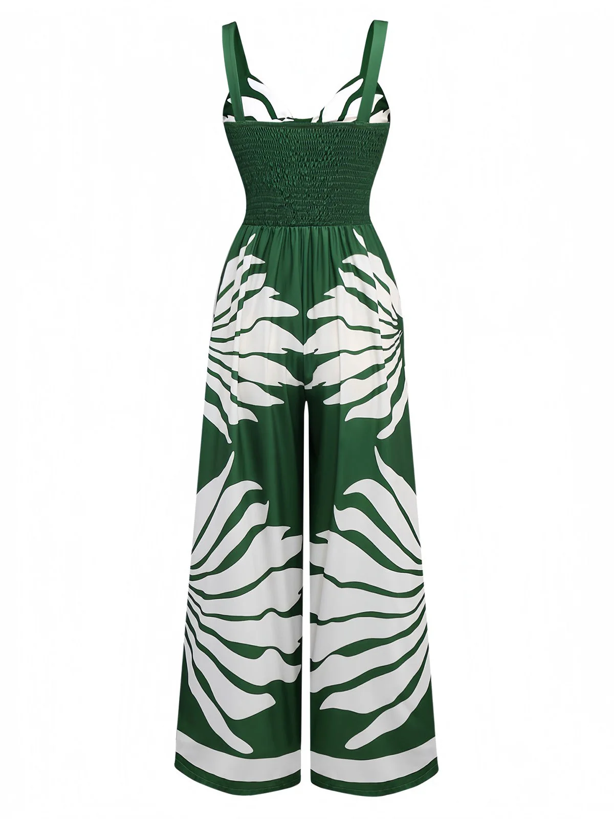 1930er Breite Träger Hohl Twist Gesmokt Blumen Jumpsuit - Image 2