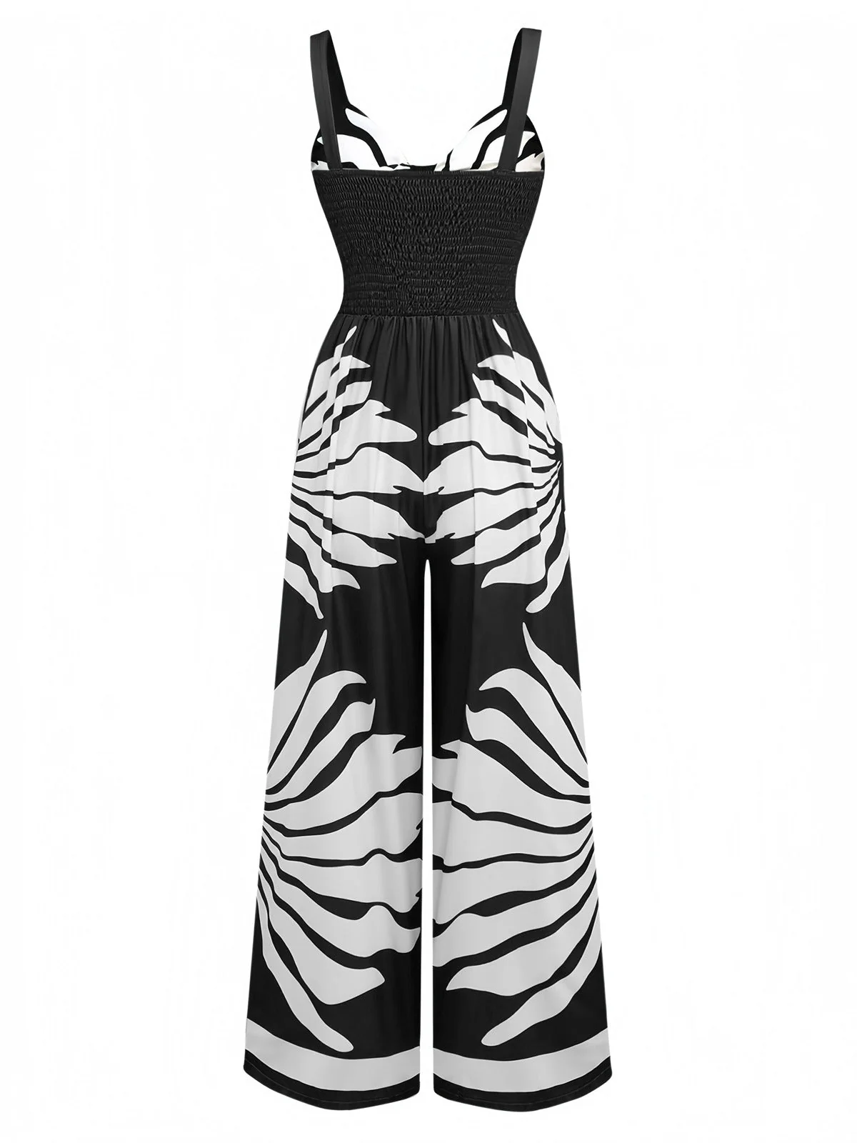 1930er Breite Träger Hohl Twist Gesmokt Blumen Jumpsuit - Image 7