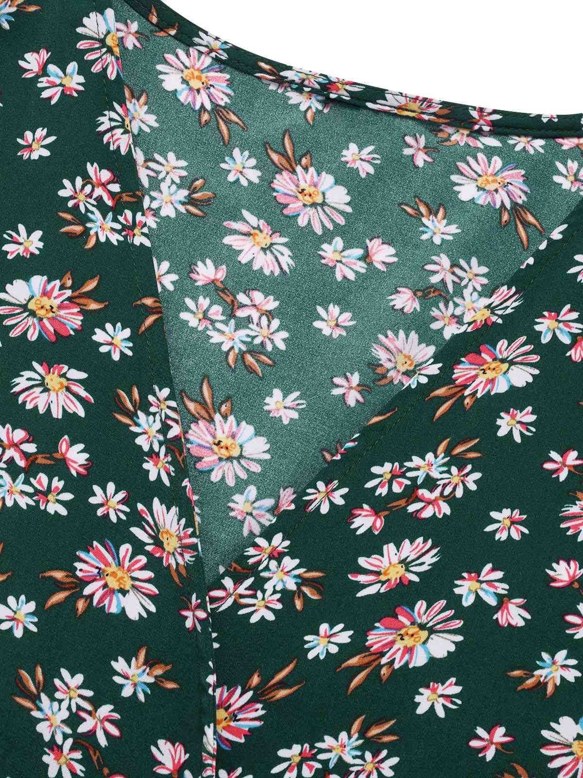 1930er Gänseblümchen Überkreuztes V-Ausschnitt Gürtel Kleid - Image 11