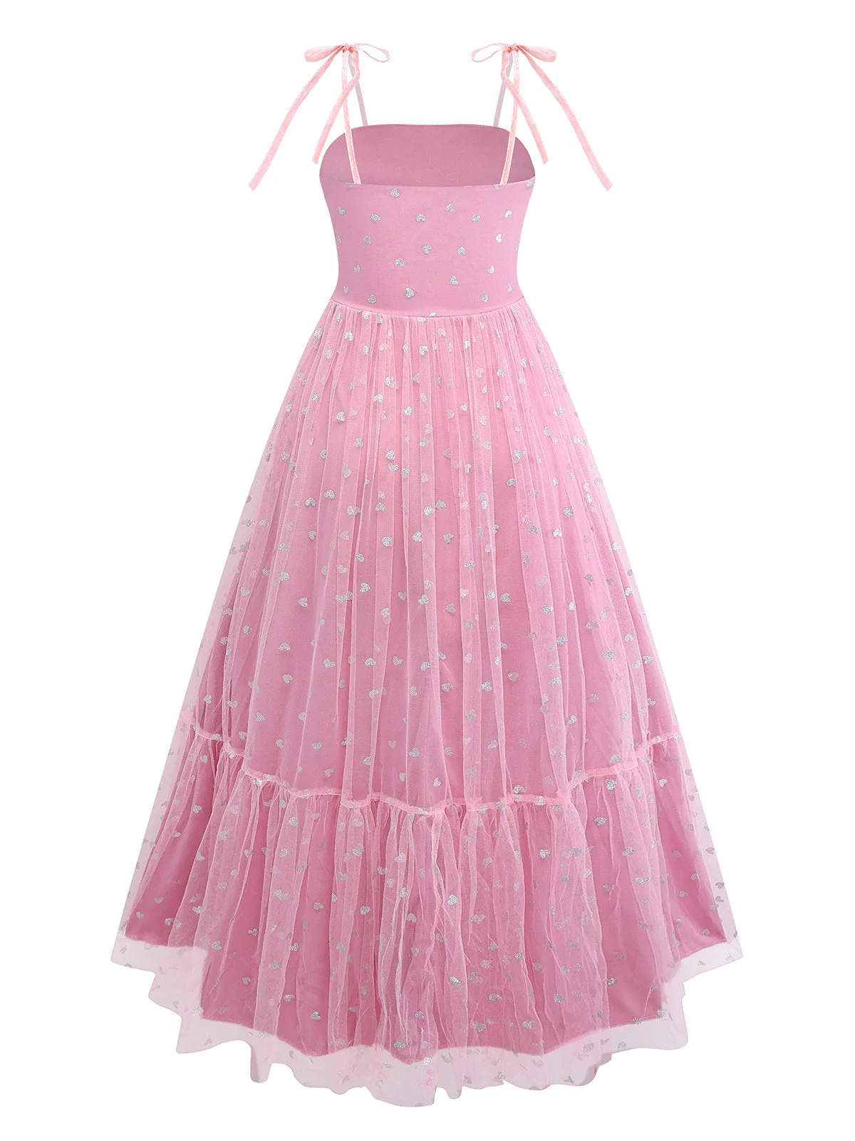 1930er Herz Silberfolie Tüll Spaghetti Träger Abschlussball Kleid - Image 2