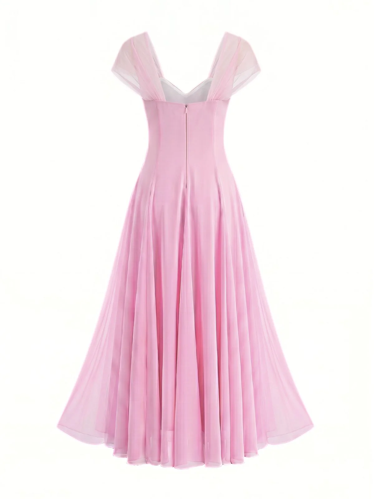 1930er Herzausschnitt Flügelärmel Netz Fischbein Kleid - Image 3