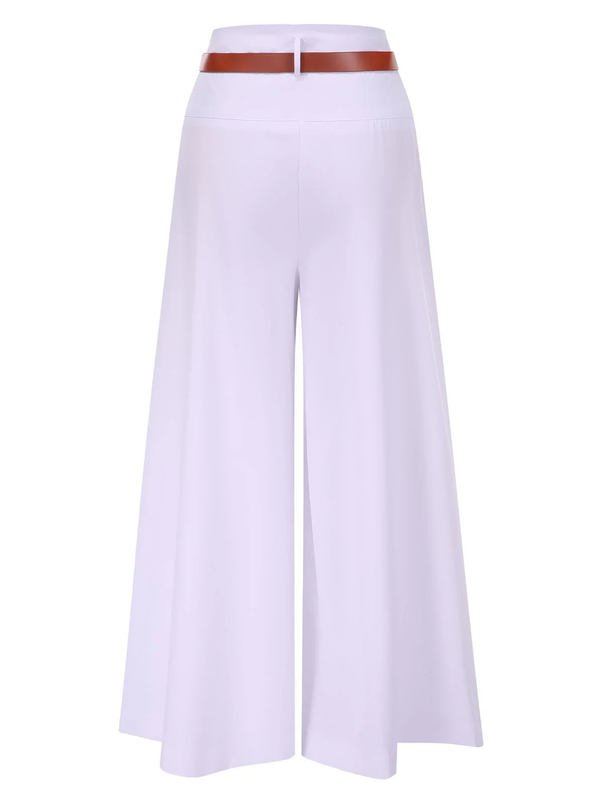 1930er Hohe-Taille Gürtel Weites-Bein Solide Hosen - Image 3