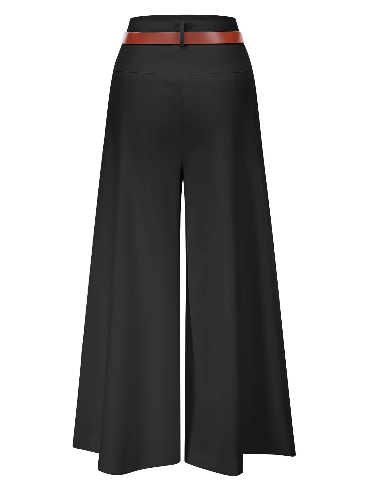 1930er Hohe-Taille Gürtel Weites-Bein Solide Hosen - Image 6