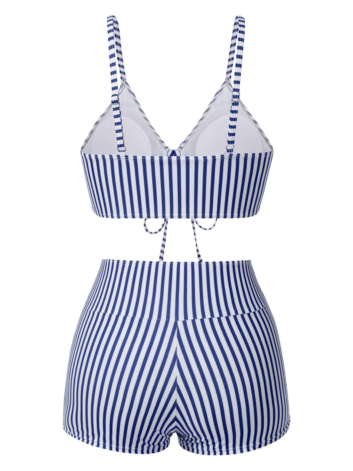 1930er Kordelzug Träger Vertikale Streifen Boxer Bikini - Image 2
