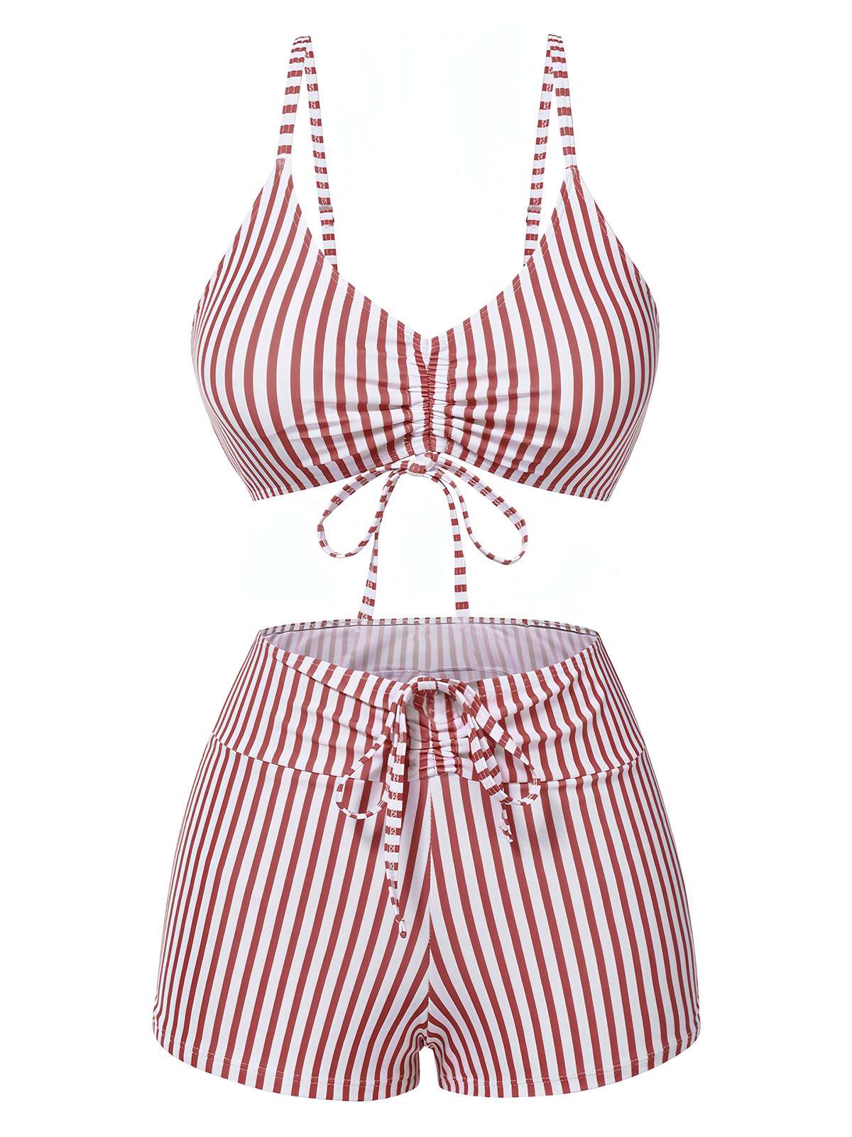 1930er Kordelzug Träger Vertikale Streifen Boxer Bikini - Image 4